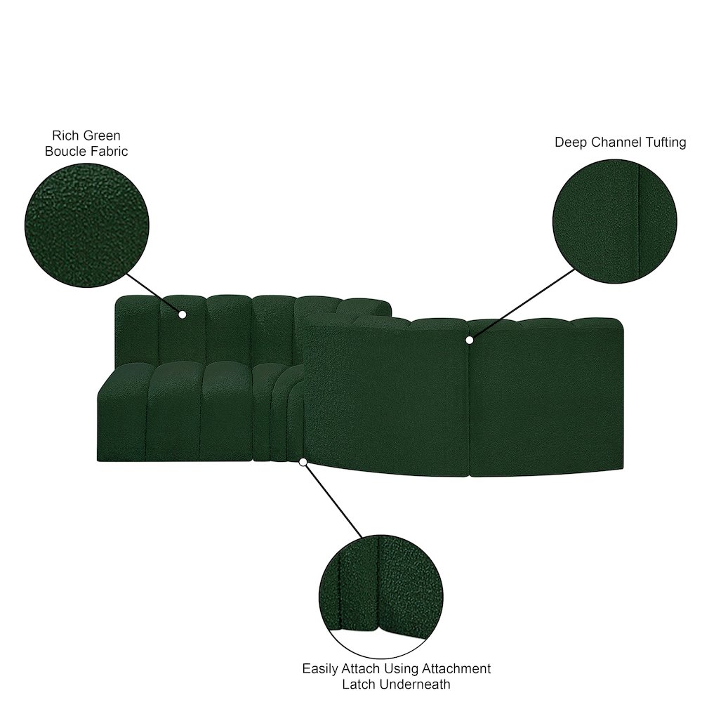 Arc Green Boucle Fabric Modular Sofa. Picture 8