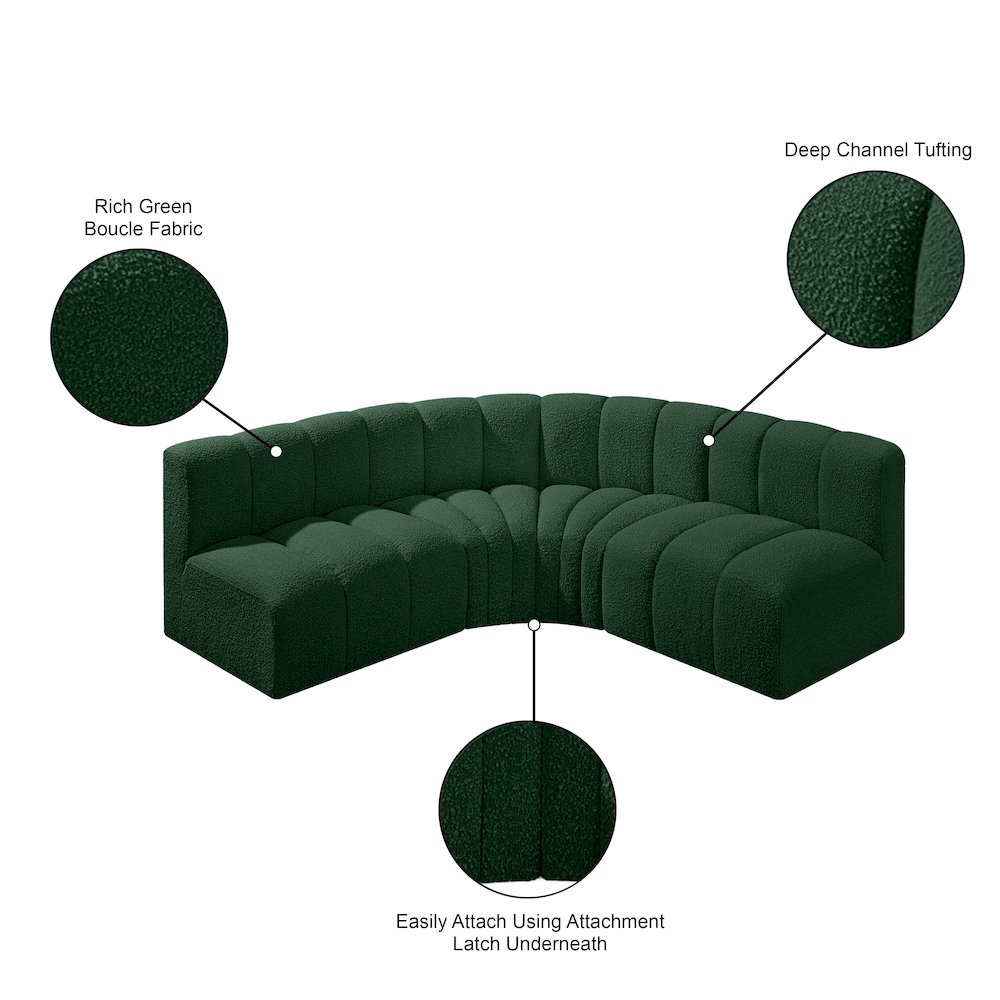 Arc Green Boucle Fabric Modular Sofa. Picture 9