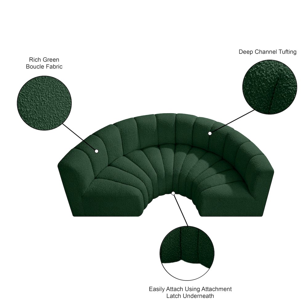 Arc Green Boucle Fabric Modular Sofa. Picture 9