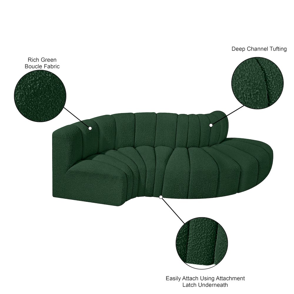 Arc Green Boucle Fabric Modular Sofa. Picture 7