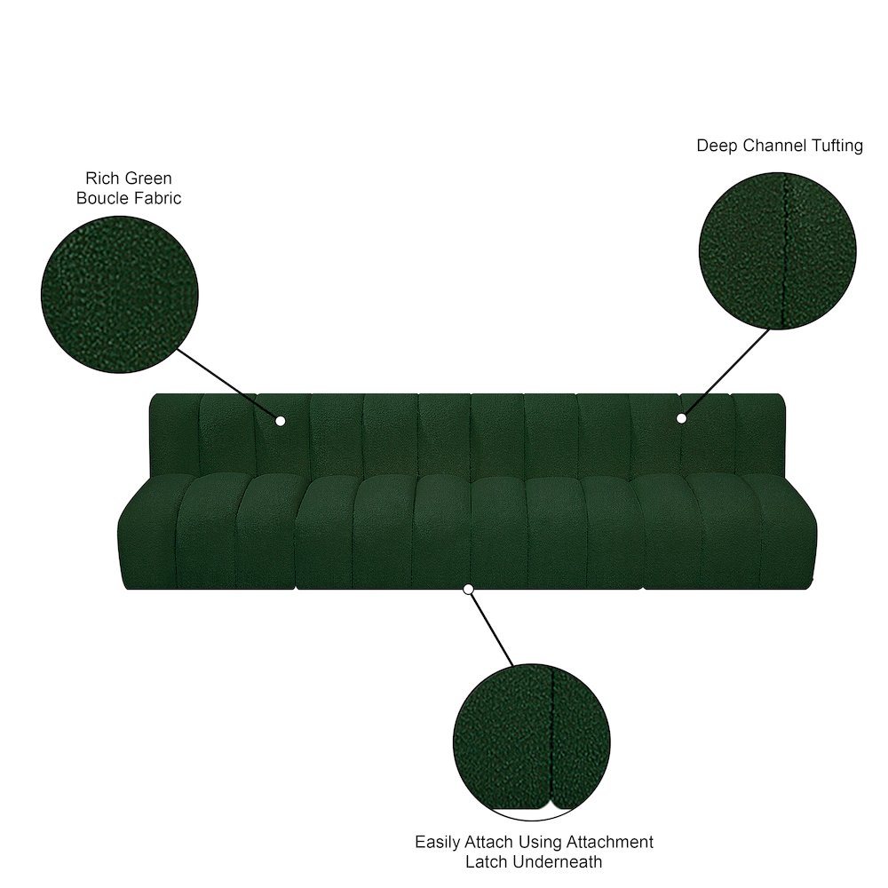 Arc Green Boucle Fabric Modular Sofa. Picture 9
