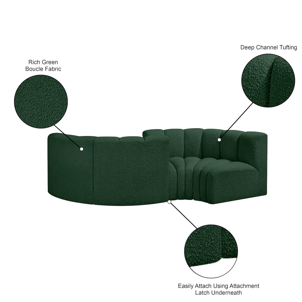 Arc Green Boucle Fabric Modular Sofa. Picture 9