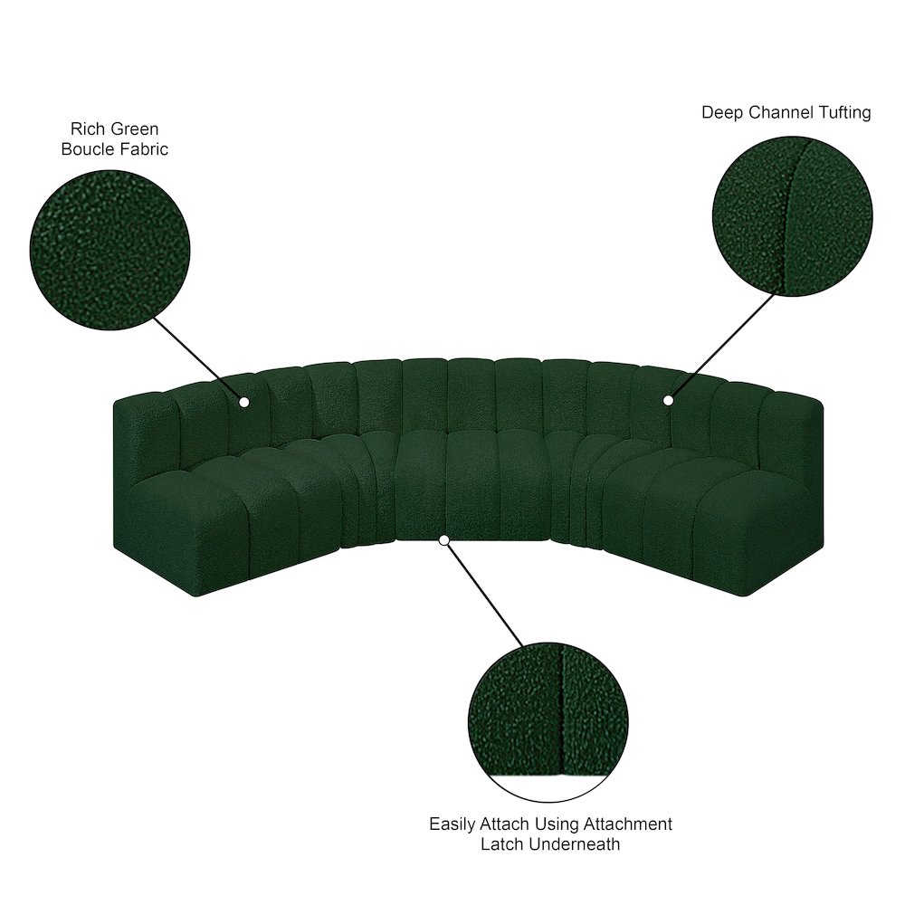 Arc Green Boucle Fabric Modular Sofa. Picture 9