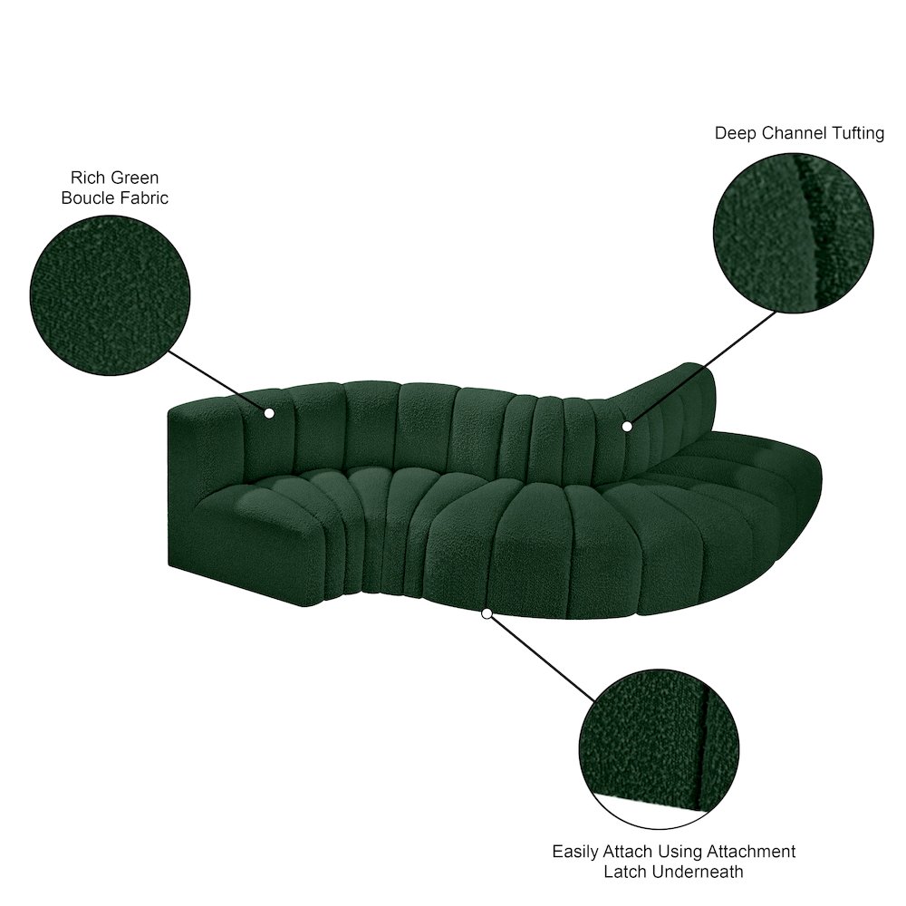 Arc Green Boucle Fabric Modular Sofa. Picture 7