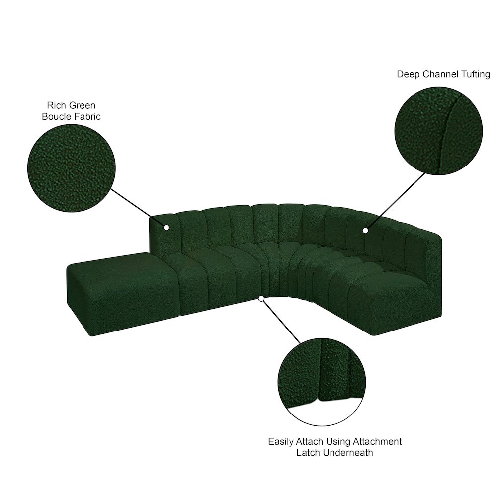 Arc Green Boucle Fabric Modular Sofa. Picture 8