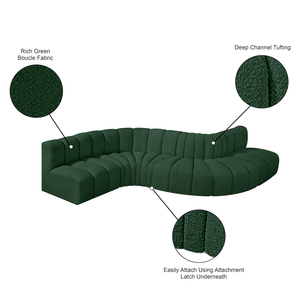Arc Green Boucle Fabric Modular Sofa. Picture 8