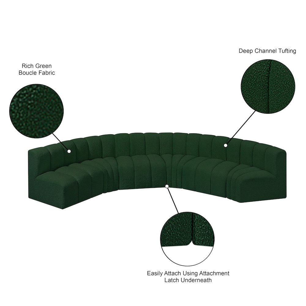 Arc Green Boucle Fabric Modular Sofa. Picture 9