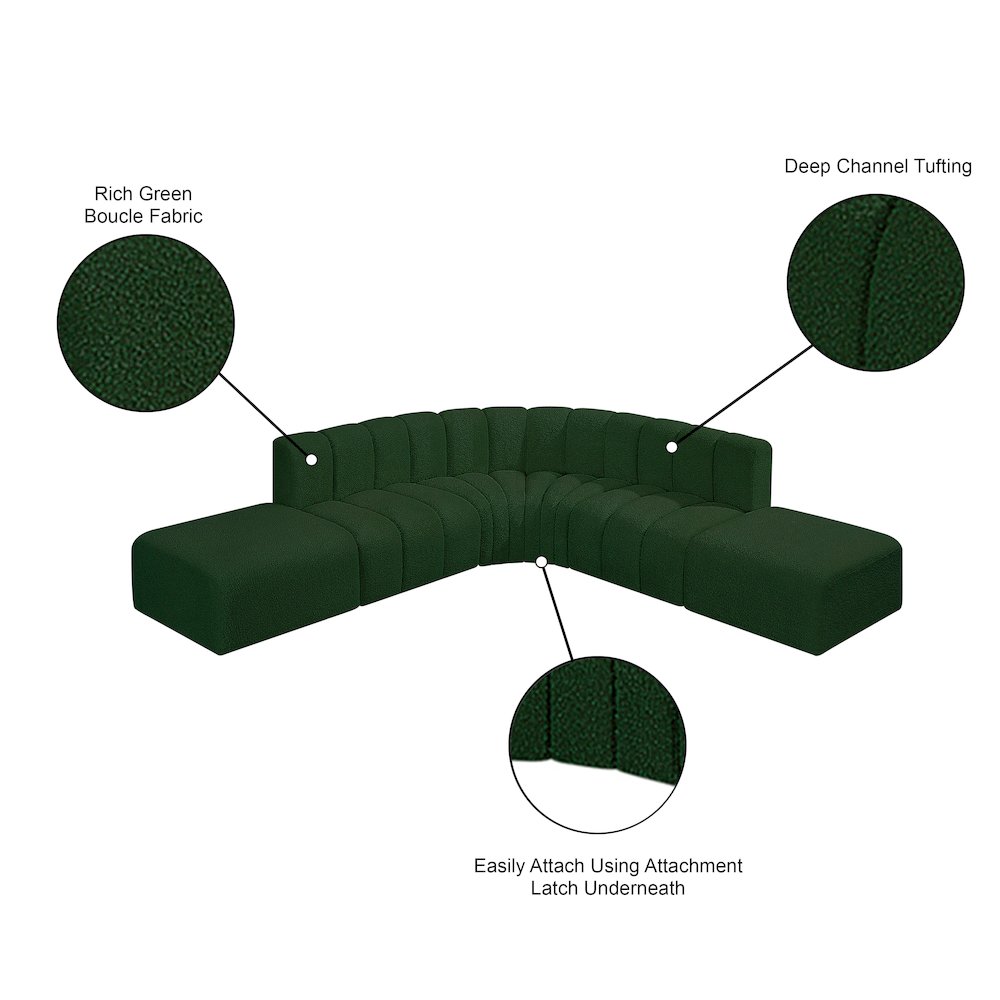 Arc Green Boucle Fabric Modular Sofa. Picture 8