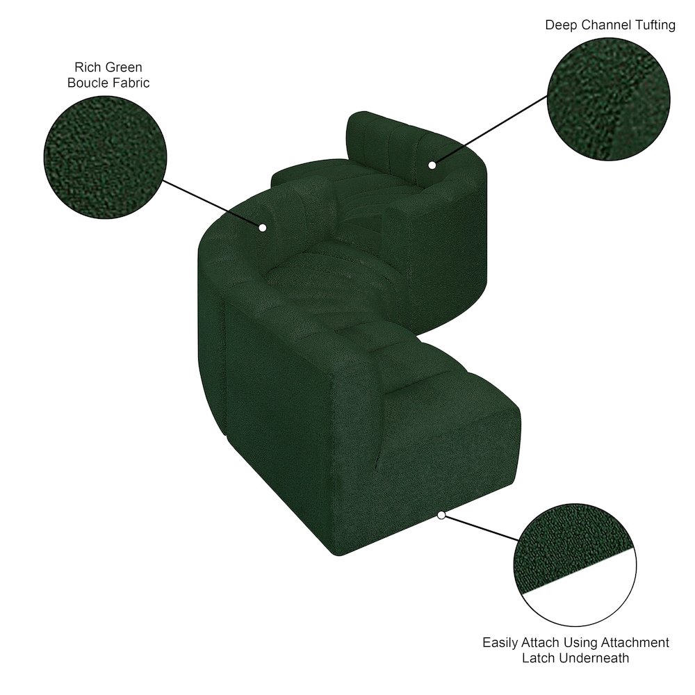 Arc Green Boucle Fabric Modular Sofa. Picture 6