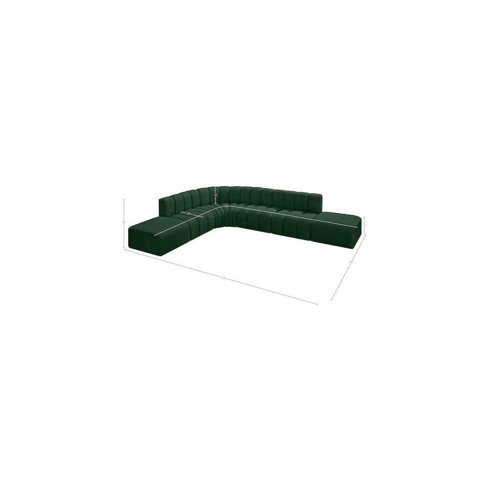Arc Green Boucle Fabric Modular Sofa. Picture 6