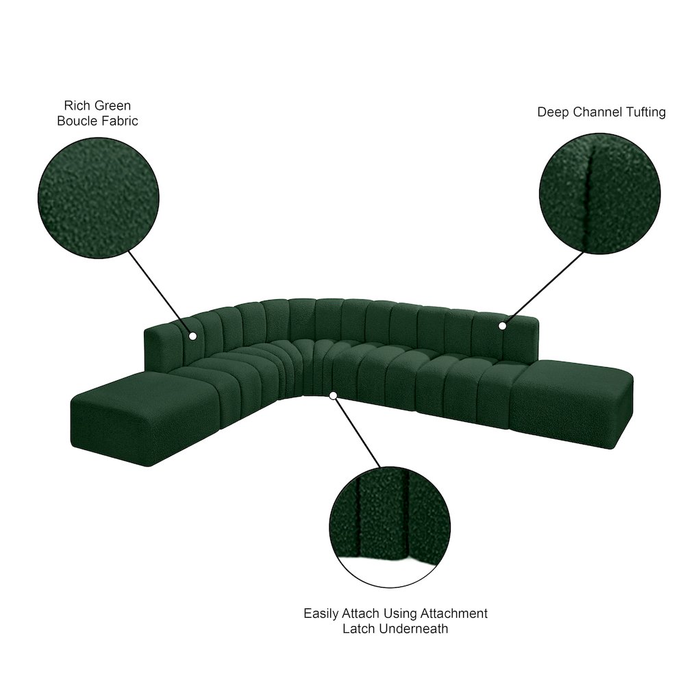 Arc Green Boucle Fabric Modular Sofa. Picture 7