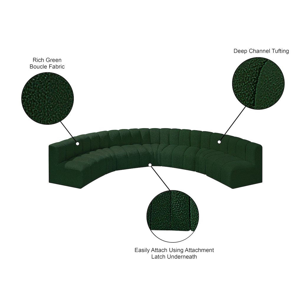 Arc Green Boucle Fabric Modular Sofa. Picture 10