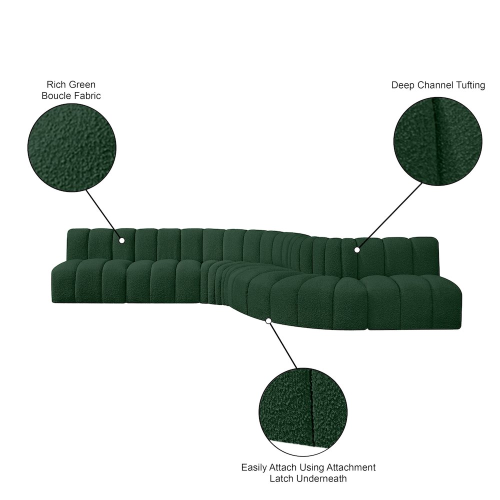 Arc Green Boucle Fabric Modular Sofa. Picture 12