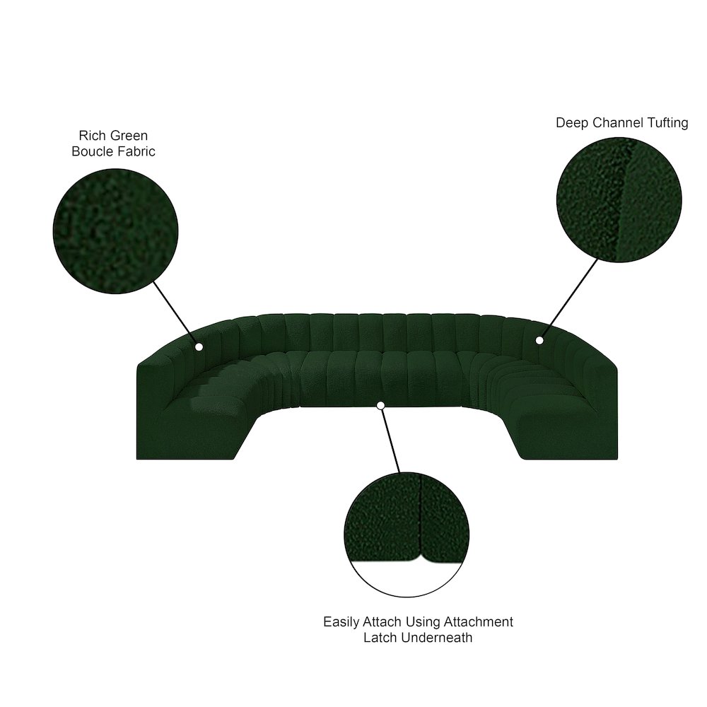 Arc Green Boucle Fabric Modular Sofa. Picture 11