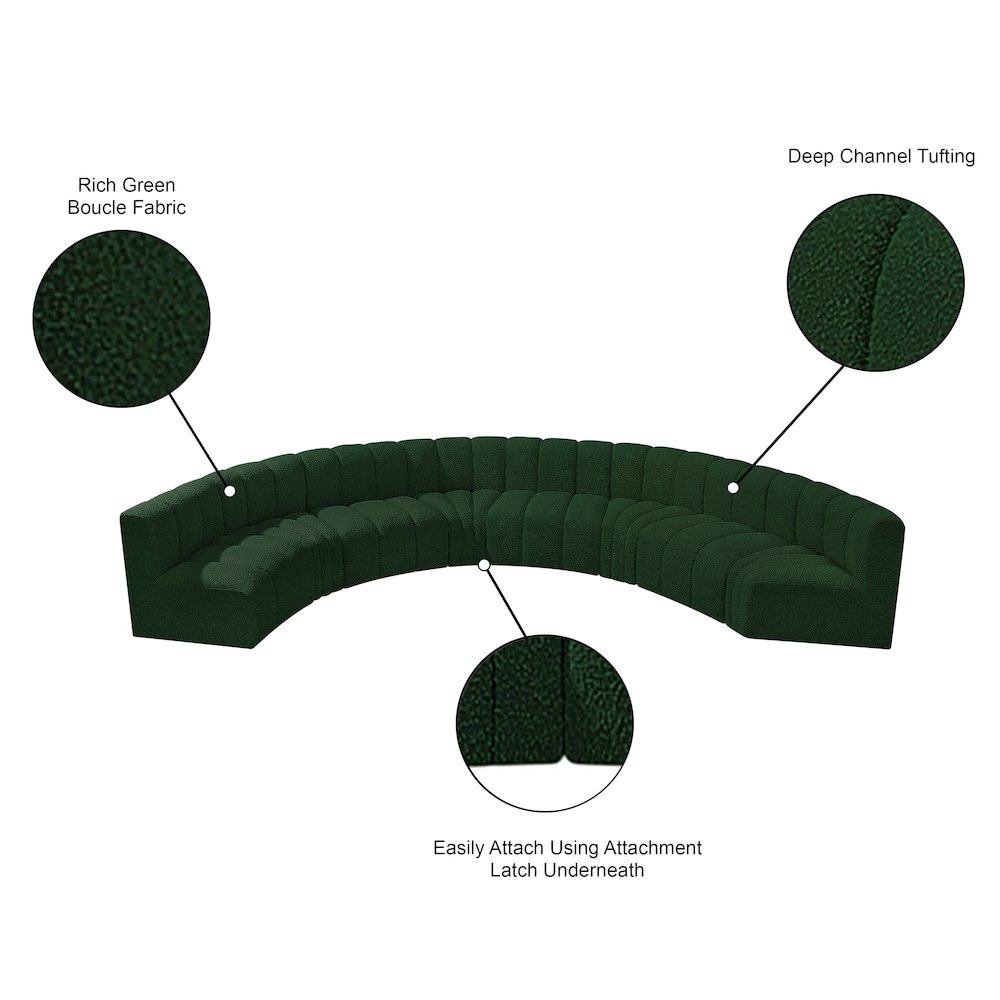 Arc Green Boucle Fabric Modular Sofa. Picture 10