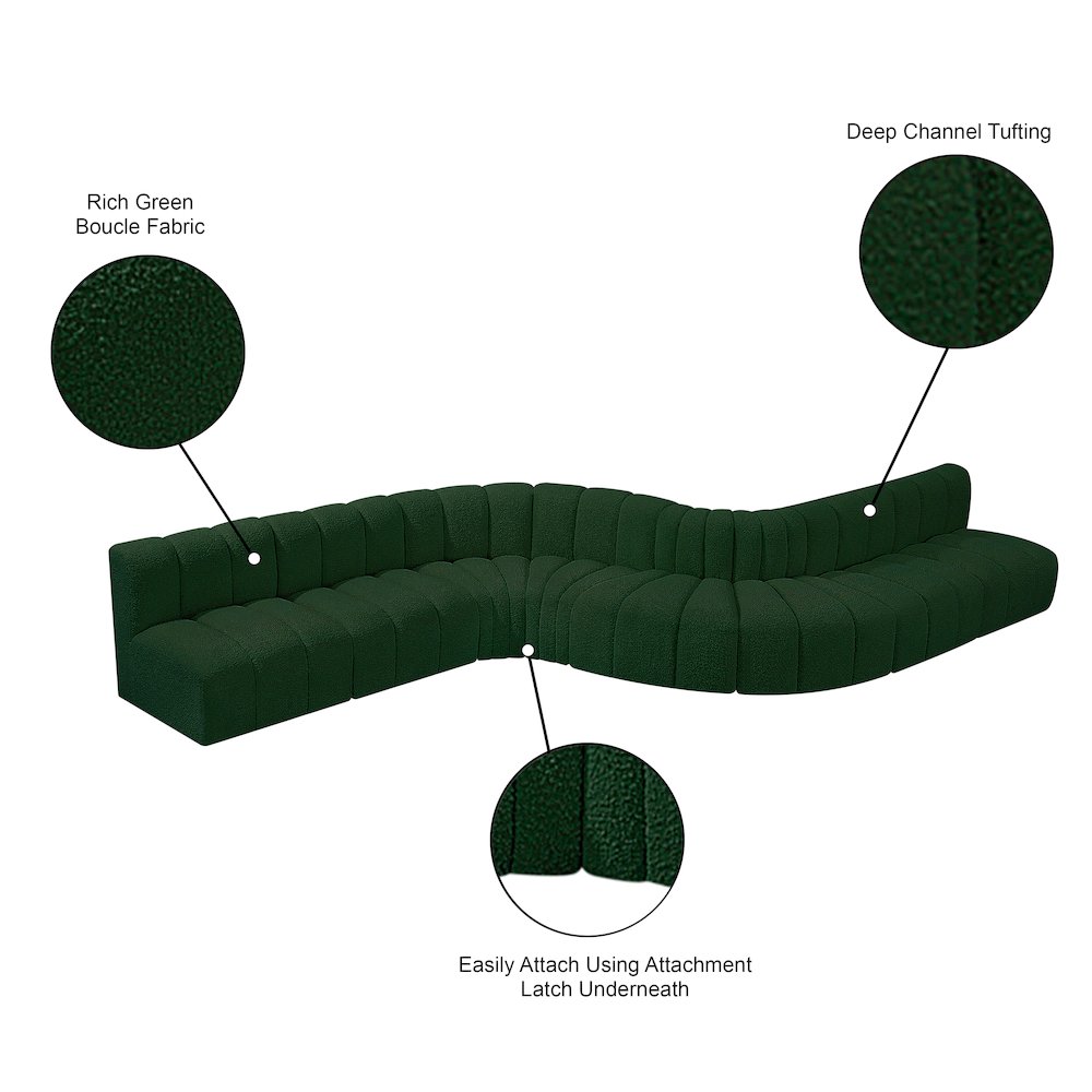 Arc Green Boucle Fabric Modular Sofa. Picture 11