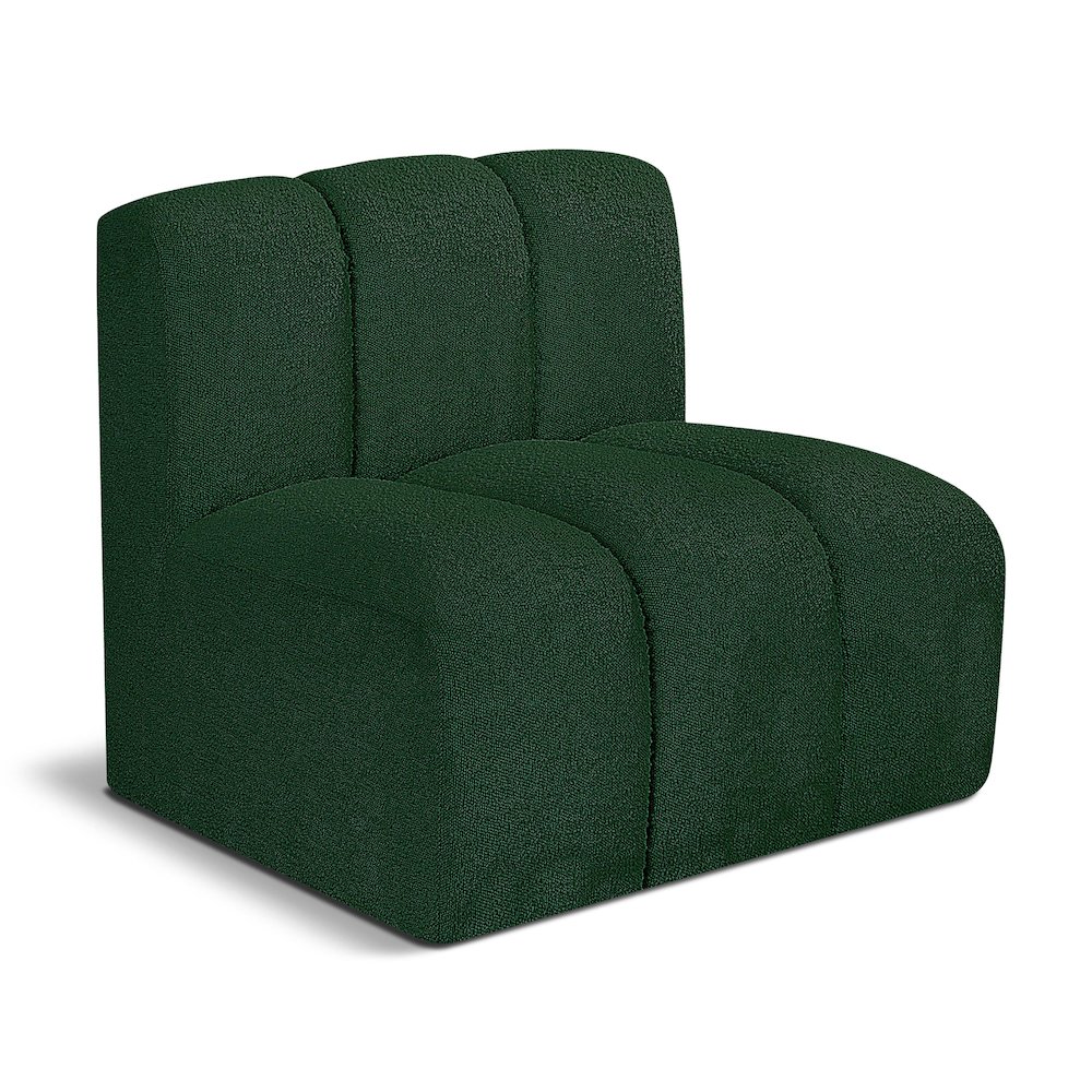 Arc Green Boucle Fabric Straight Chair. Picture 1