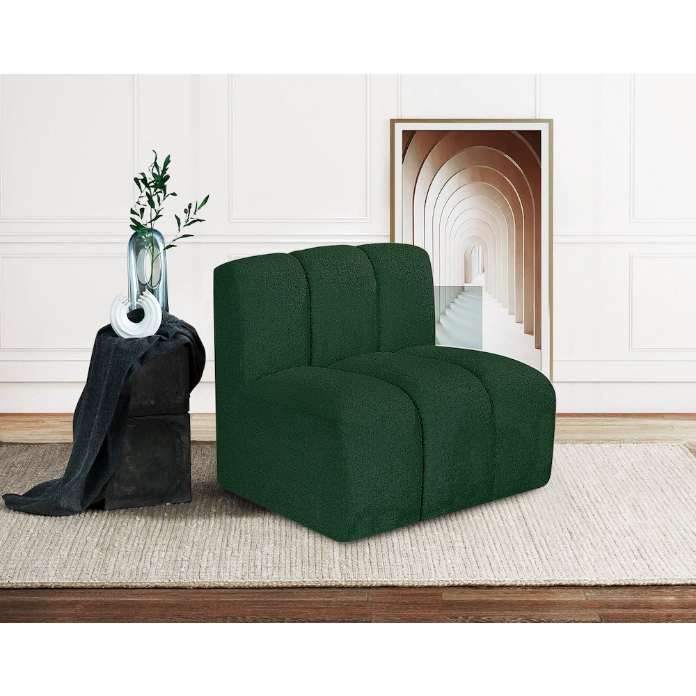 Arc Green Boucle Fabric Straight Chair. Picture 2