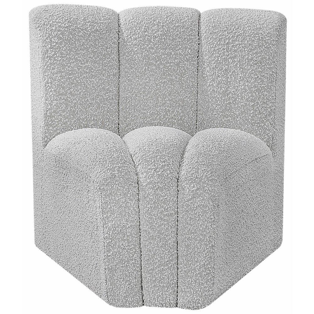 Arc Grey Boucle Fabric Curved Corner. Picture 4
