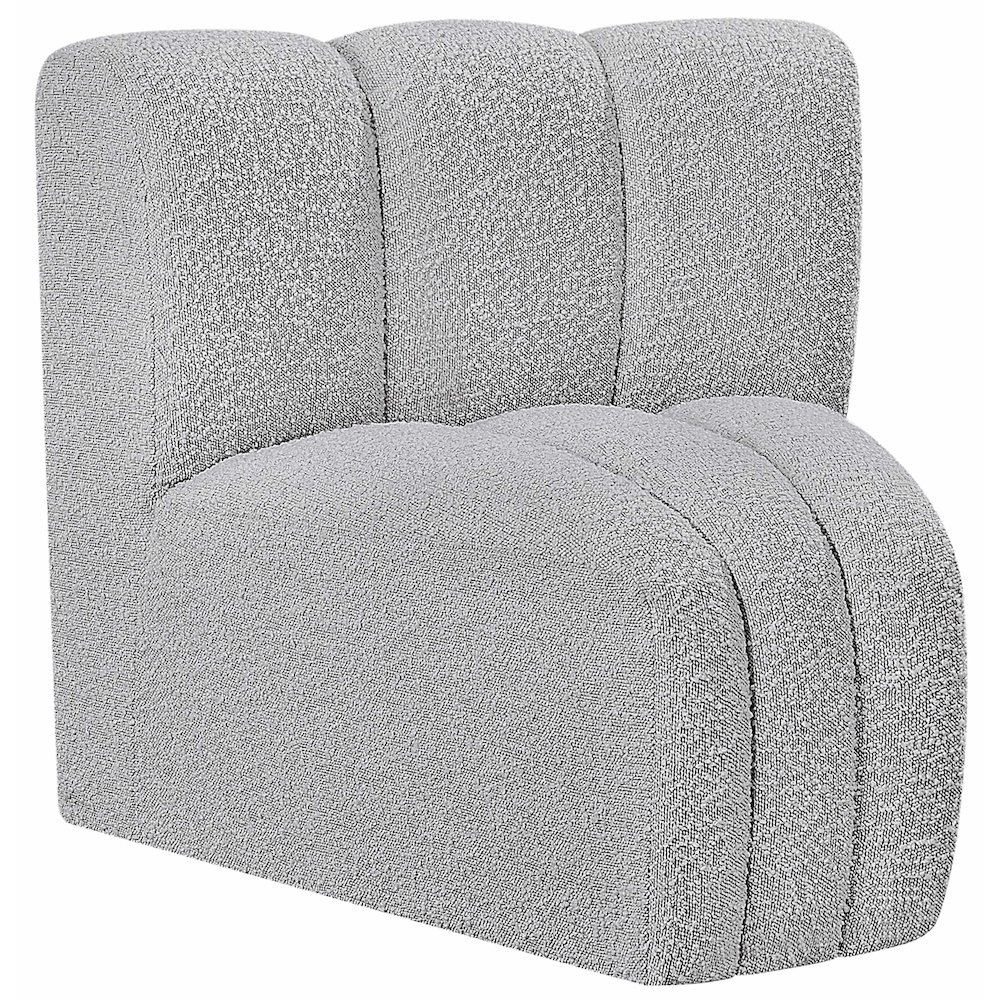 Arc Grey Boucle Fabric Curved Corner. Picture 5