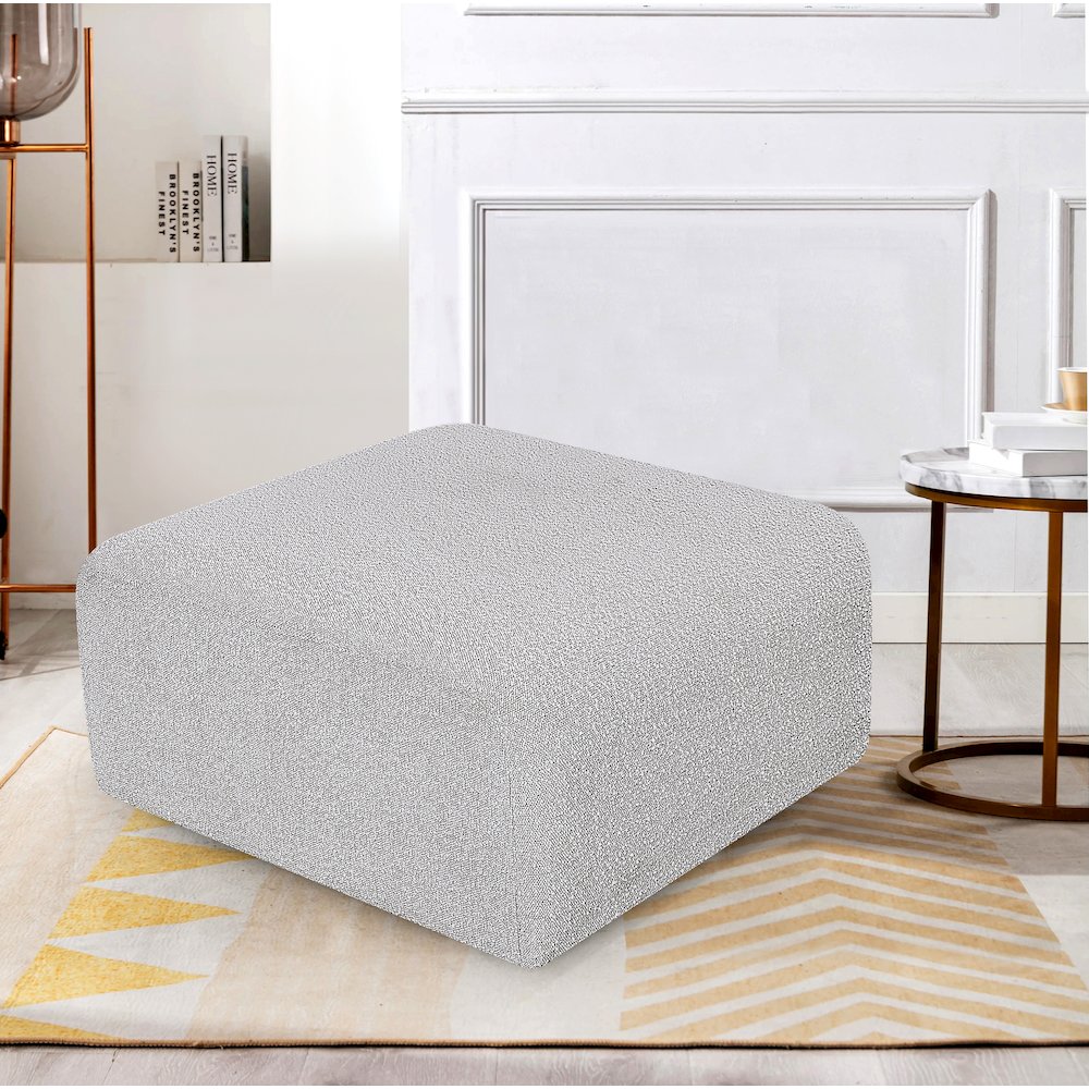 Arc Grey Boucle Fabric Ottoman. Picture 2