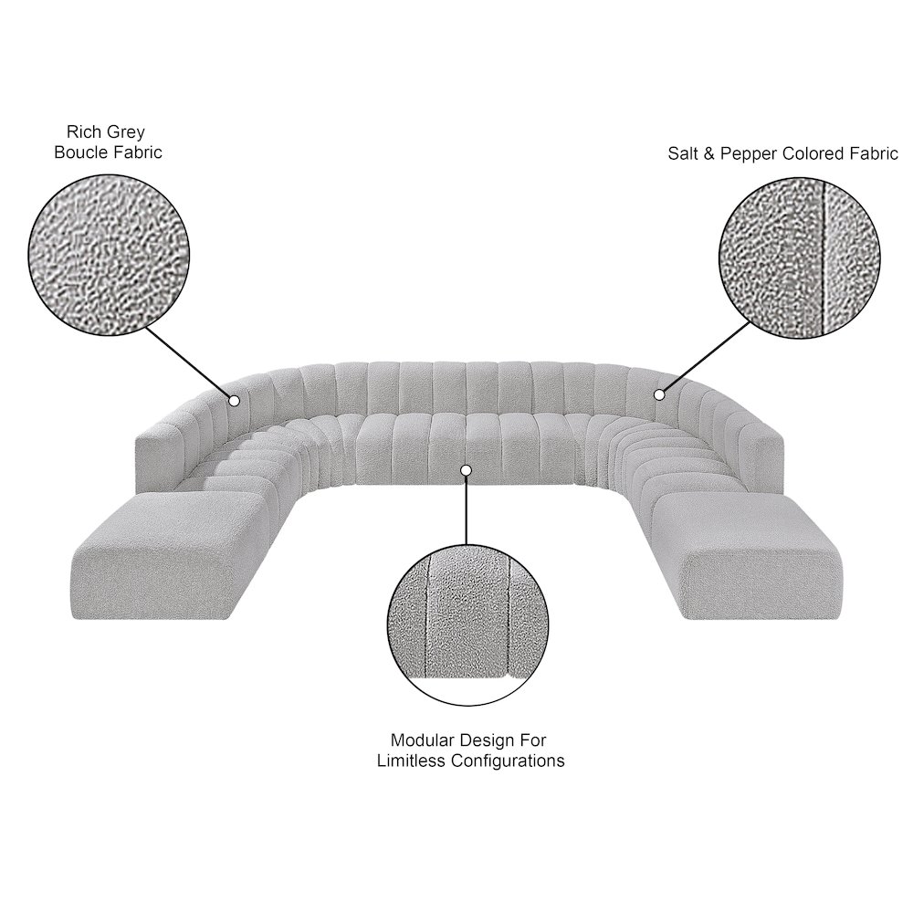 Arc Grey Boucle Fabric Modular Sofa. Picture 11
