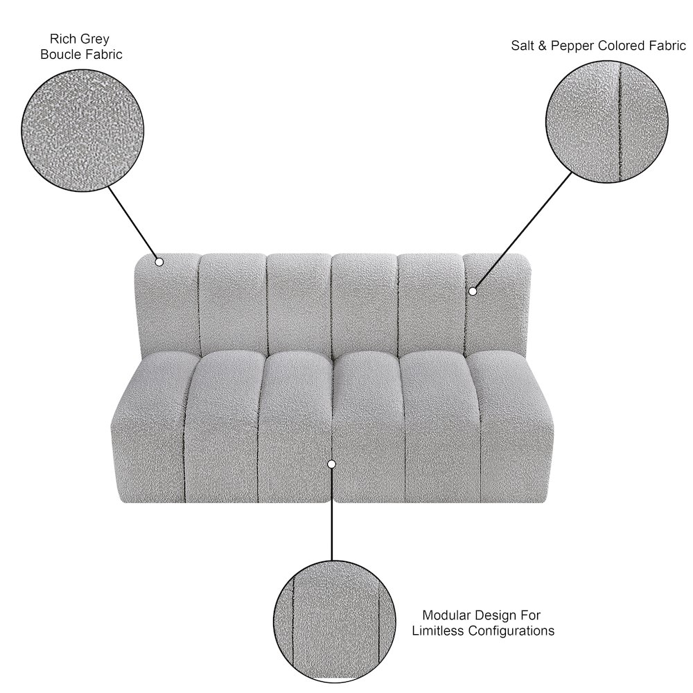Arc Grey Boucle Fabric Modular Sofa. Picture 9