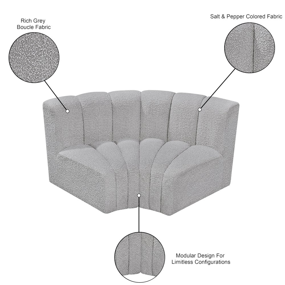 Arc Grey Boucle Fabric Modular Sofa. Picture 7