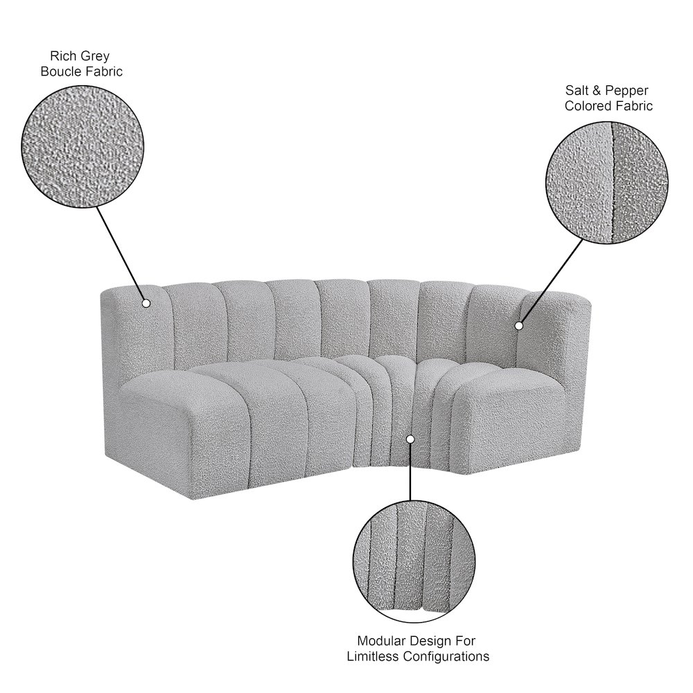 Arc Grey Boucle Fabric Modular Sofa. Picture 8
