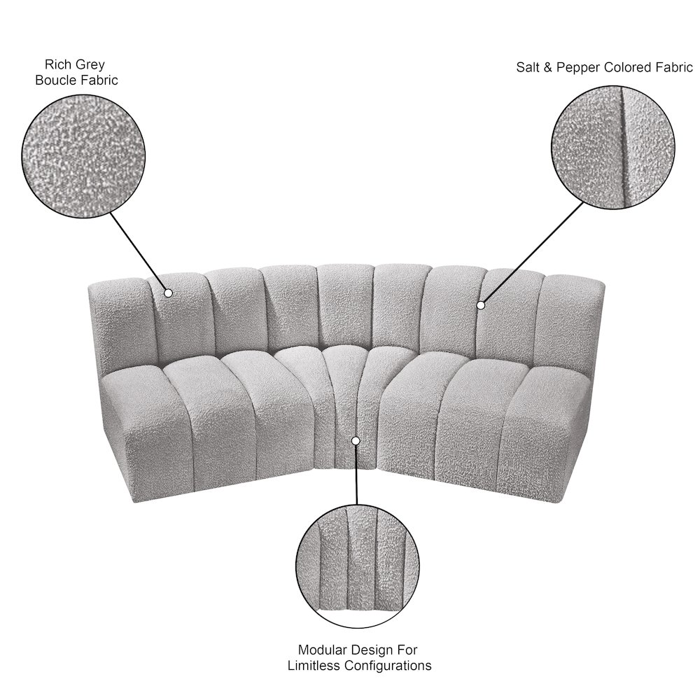 Arc Grey Boucle Fabric Modular Sofa. Picture 8