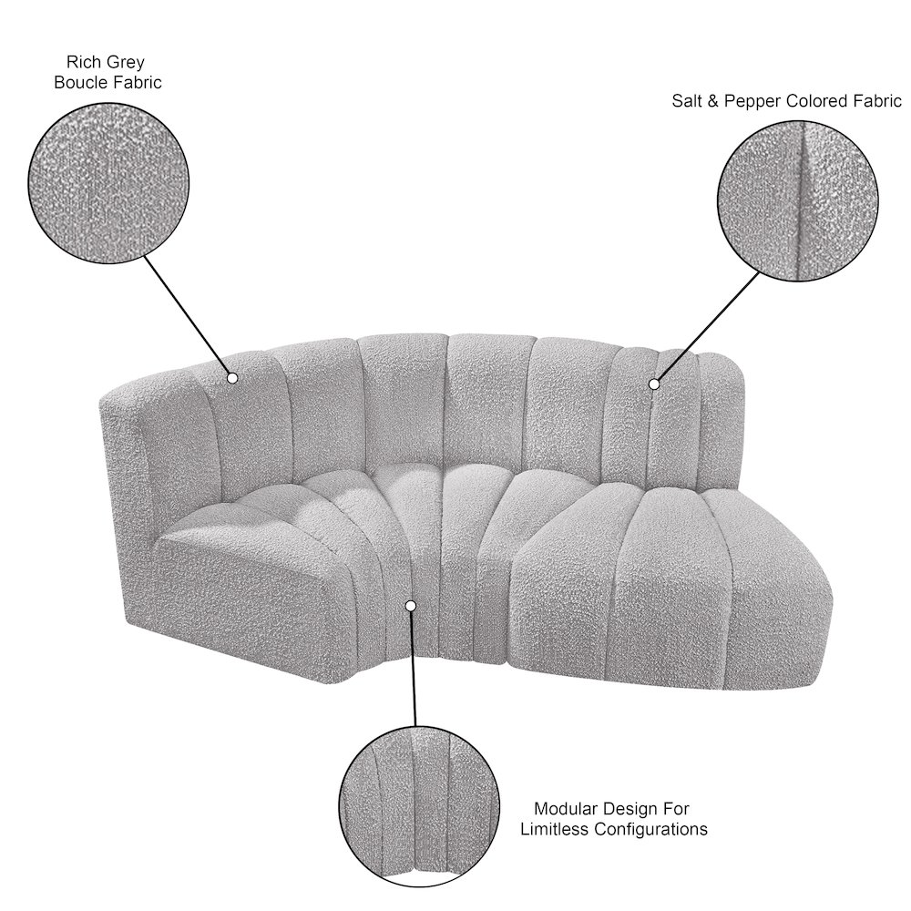 Arc Grey Boucle Fabric Modular Sofa. Picture 8