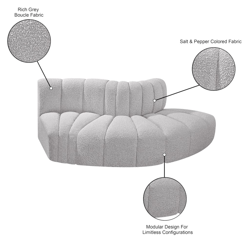 Arc Grey Boucle Fabric Modular Sofa. Picture 7