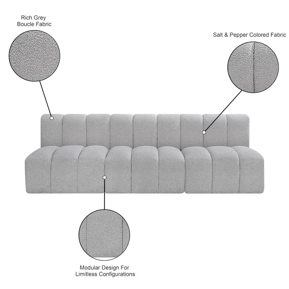 Arc Grey Boucle Fabric Modular Sofa. Picture 9