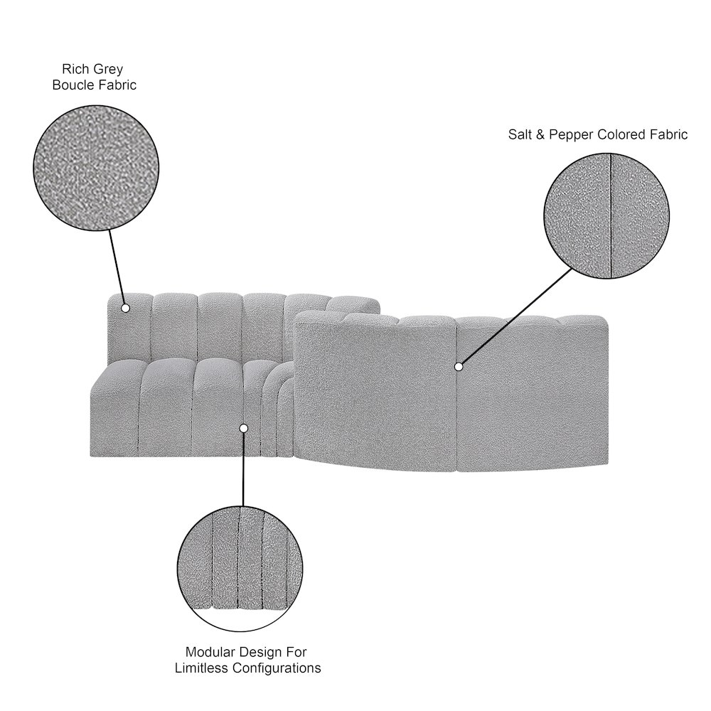 Arc Grey Boucle Fabric Modular Sofa. Picture 8
