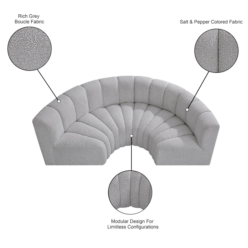 Arc Grey Boucle Fabric Modular Sofa. Picture 9