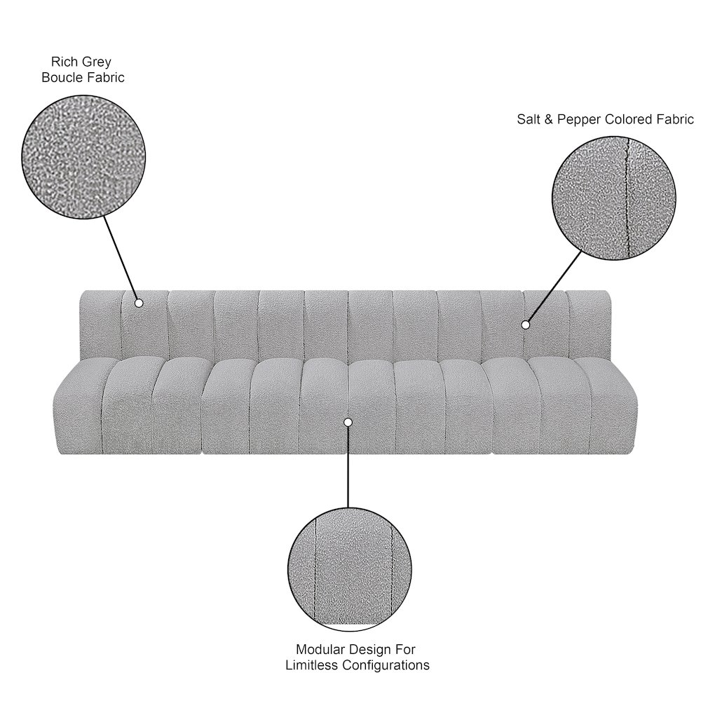 Arc Grey Boucle Fabric Modular Sofa. Picture 9