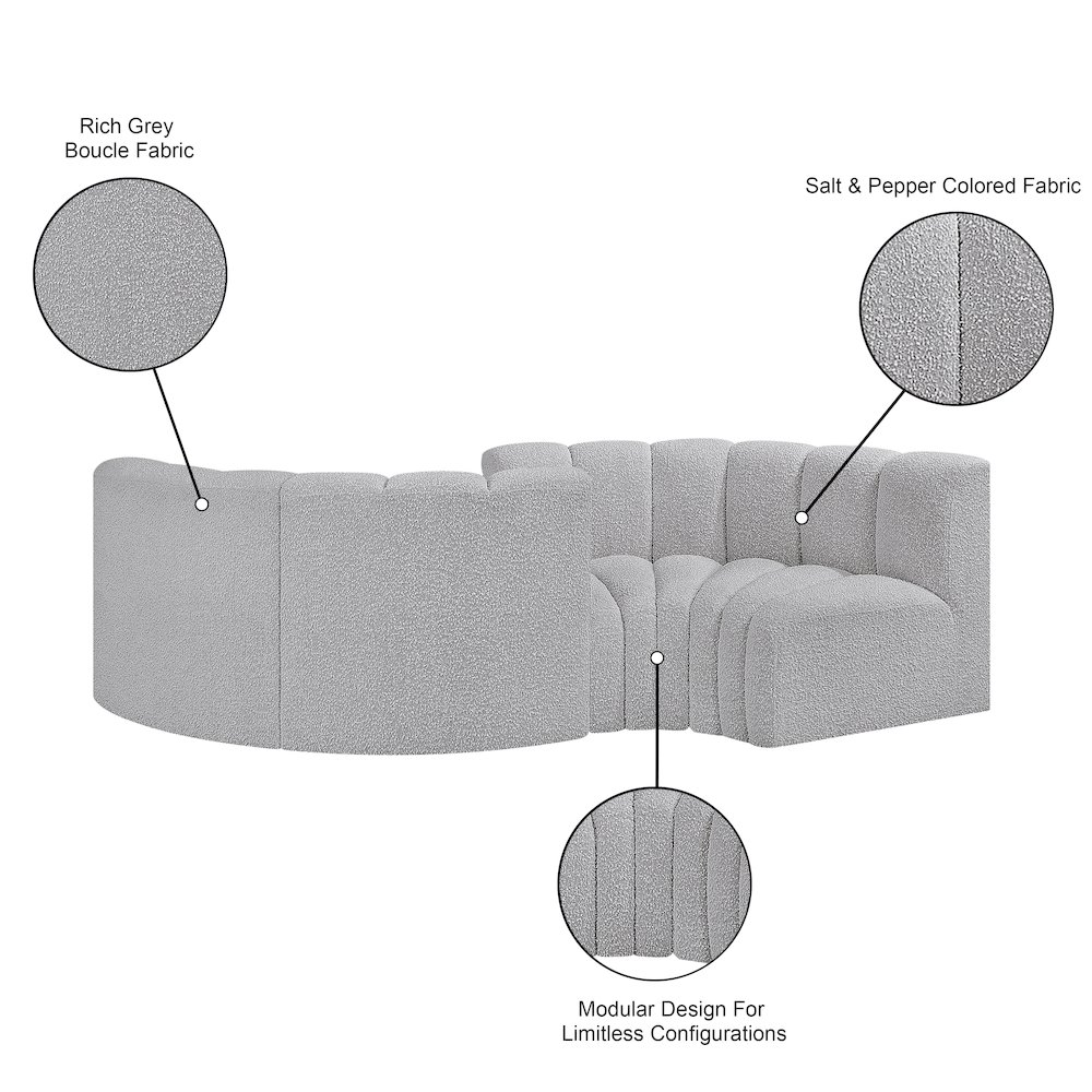 Arc Grey Boucle Fabric Modular Sofa. Picture 9