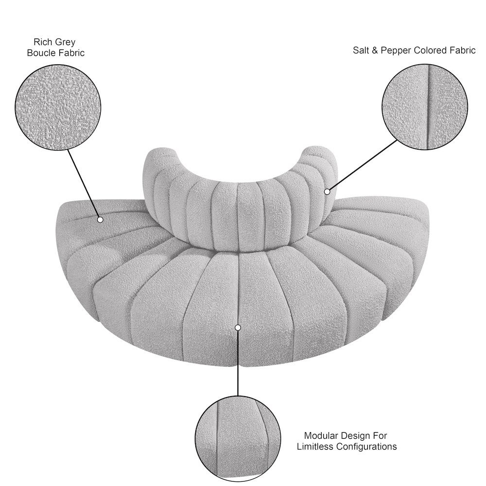 Arc Grey Boucle Fabric Modular Sofa. Picture 8