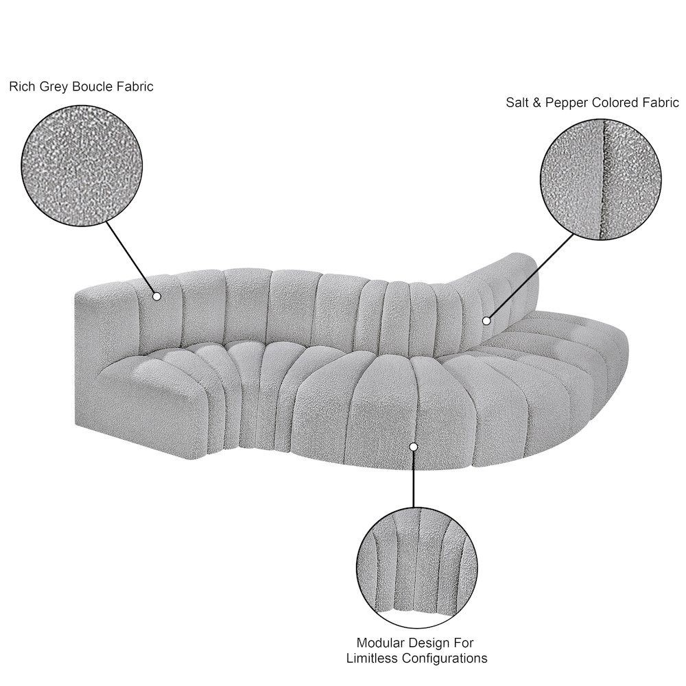 Arc Grey Boucle Fabric Modular Sofa. Picture 7