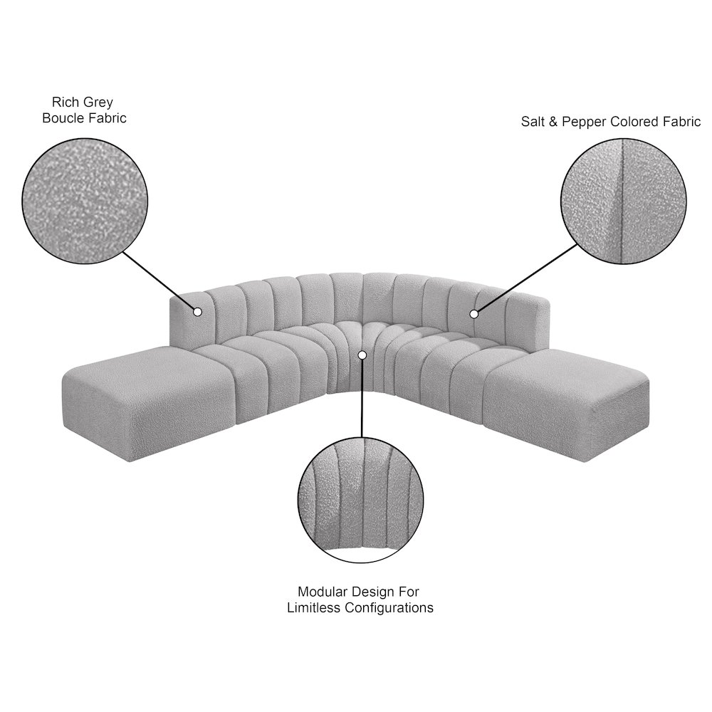 Arc Grey Boucle Fabric Modular Sofa. Picture 8