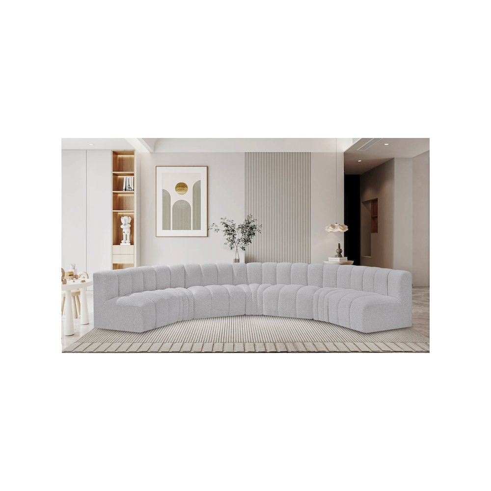 Arc Grey Boucle Fabric Modular Sofa. Picture 2