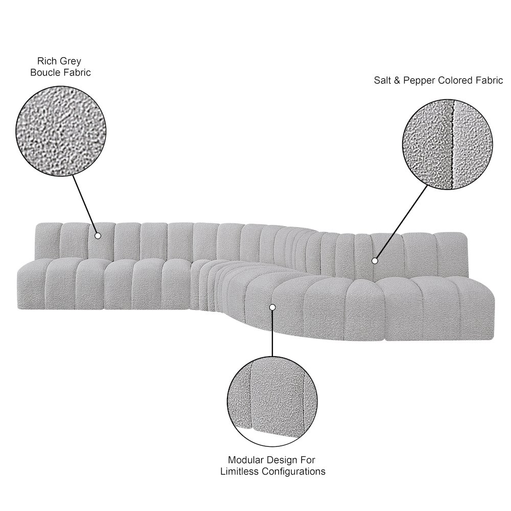 Arc Grey Boucle Fabric Modular Sofa. Picture 12