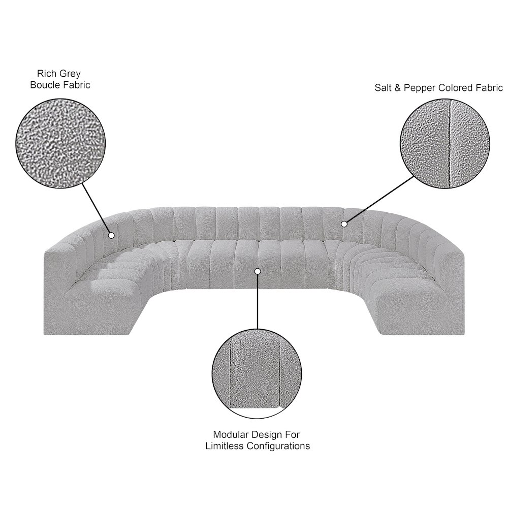 Arc Grey Boucle Fabric Modular Sofa. Picture 11