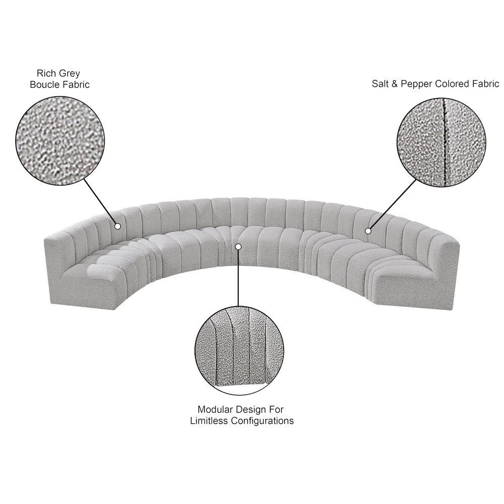 Arc Grey Boucle Fabric Modular Sofa. Picture 10