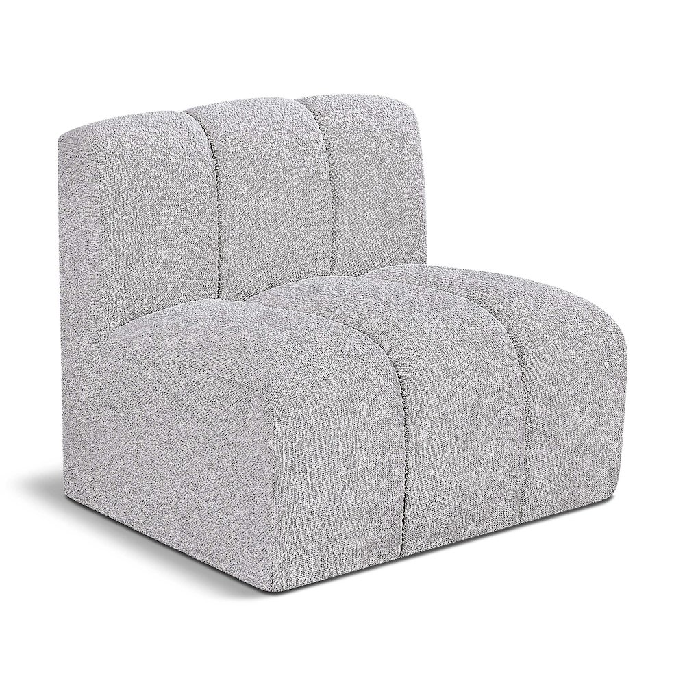 Arc Grey Boucle Fabric Straight Chair. Picture 1