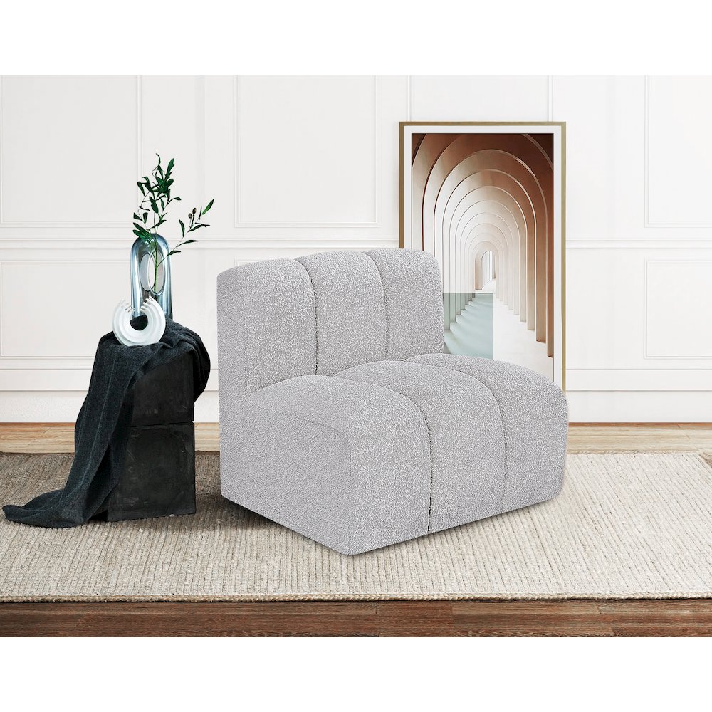 Arc Grey Boucle Fabric Straight Chair. Picture 2