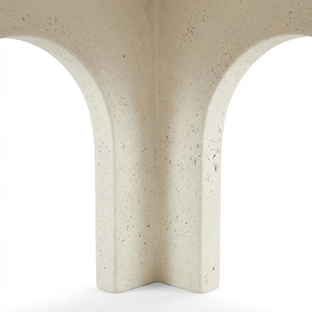 Cream Concrete and Fiberglass Outdoor End Table with Angular Legs. Picture 6
