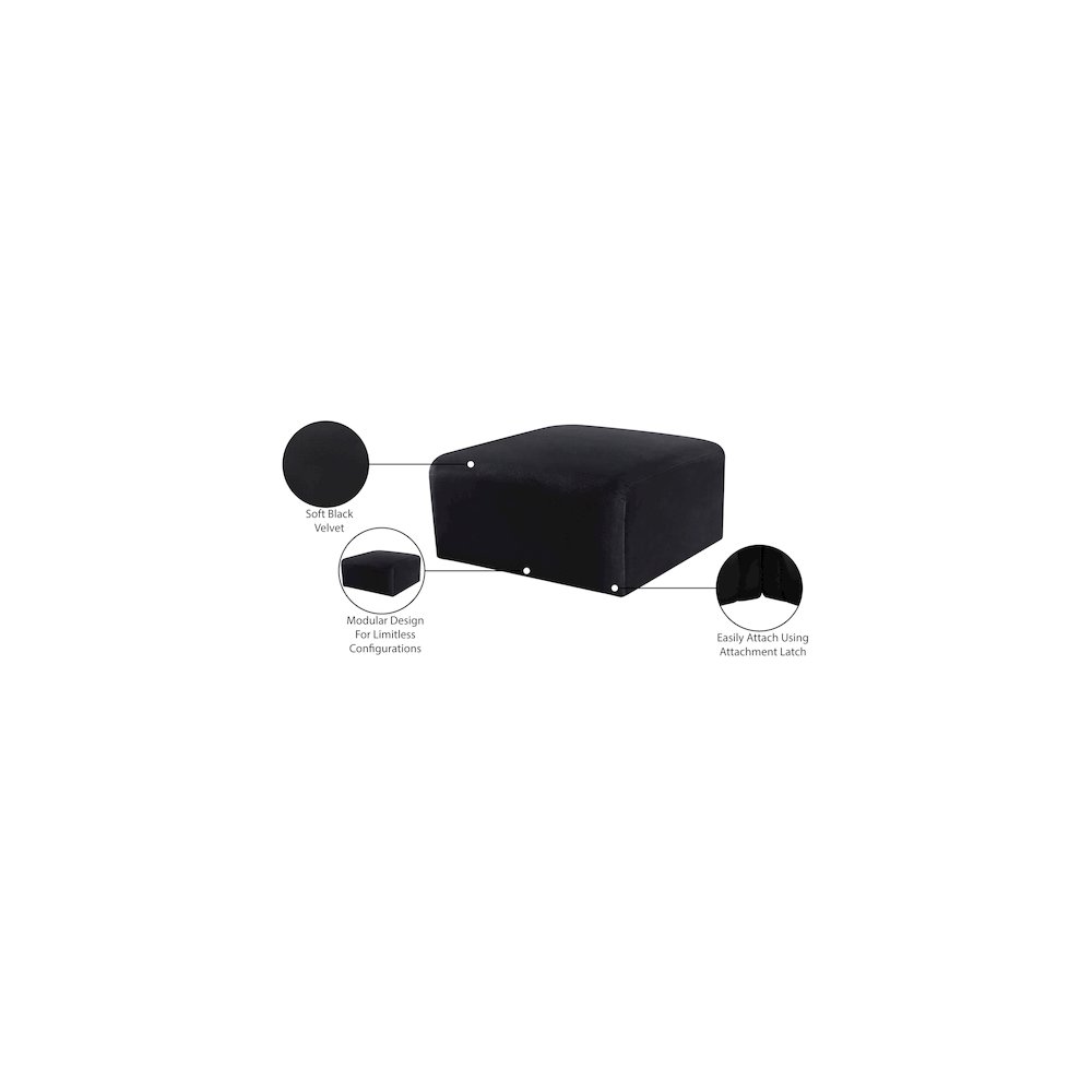 Arc Black Velvet Ottoman. Picture 8
