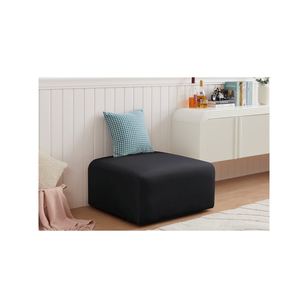 Arc Black Velvet Ottoman. Picture 2