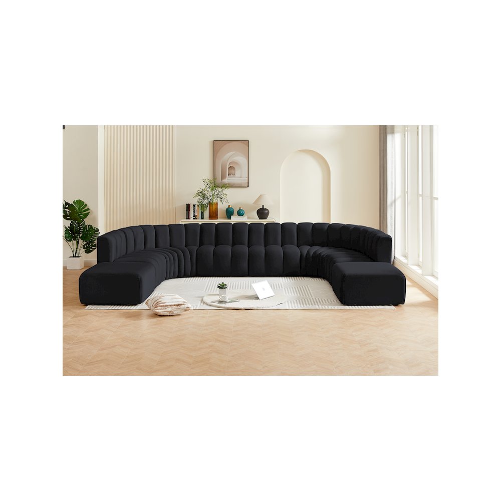 Arc Black Velvet Modular Sofa. Picture 2
